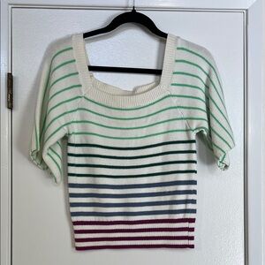 Kate Spade Striped Knit Square Neck Top